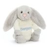 Bashful Silver Bunny with Personalised Cream Jumper