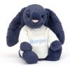 Bashful Navy Bunny with Personalised Cream Jumper