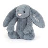 Personalised Bashful Dusky Blue Bunny Medium